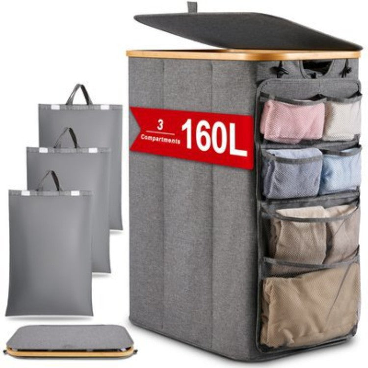 Multifunktionale Wäscheaufbewahrungsbox mit Bambusdeckel Brehn