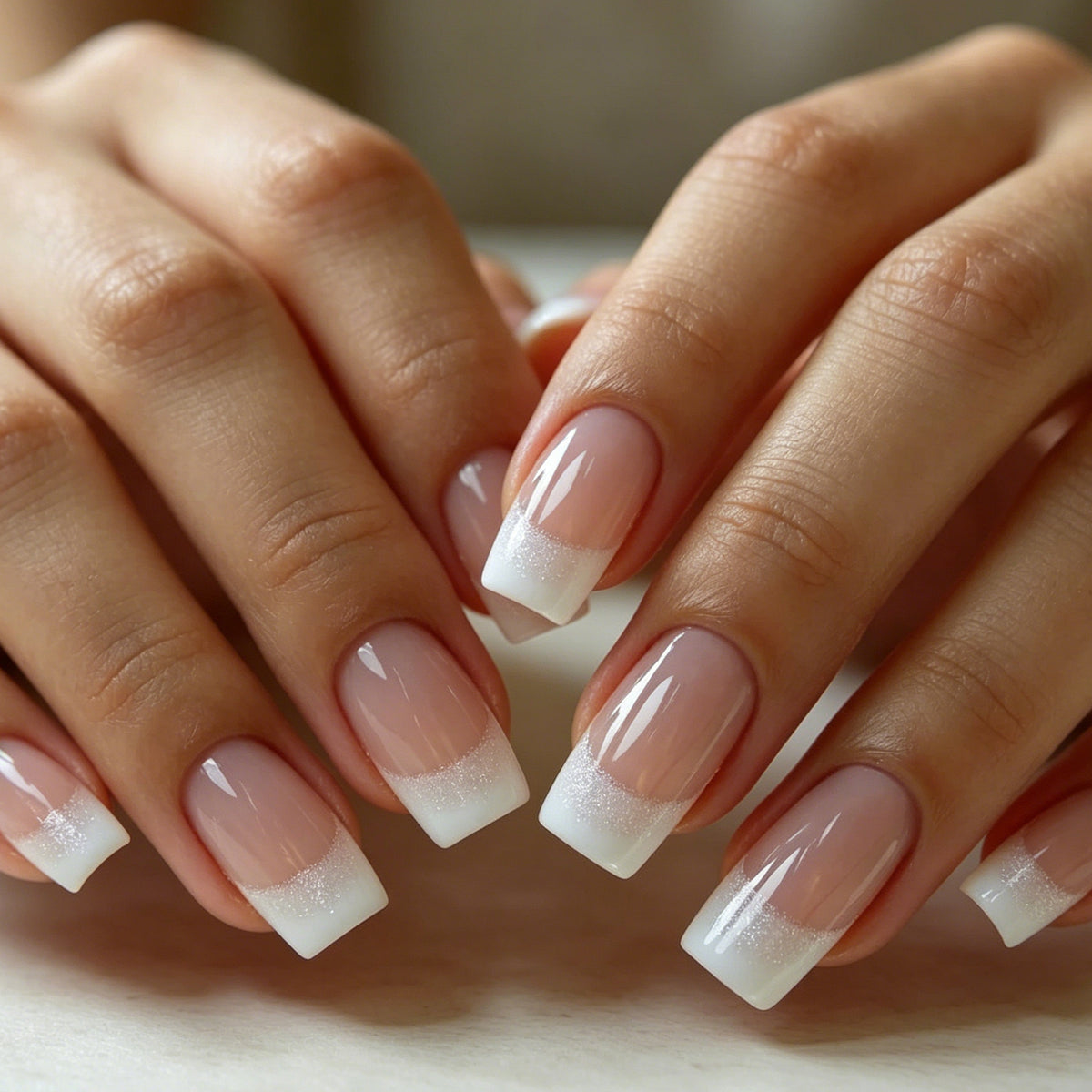 Glänzendes French Tip Press-On Nagelset Brehn