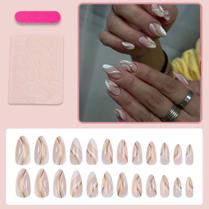 Kunstnagelset mit elegantem Schwung-Design Brehn