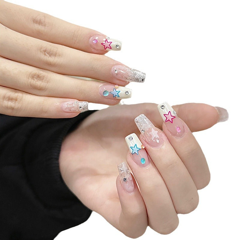 Dekorativer glitzernder Press-On-Nagelset Brehn