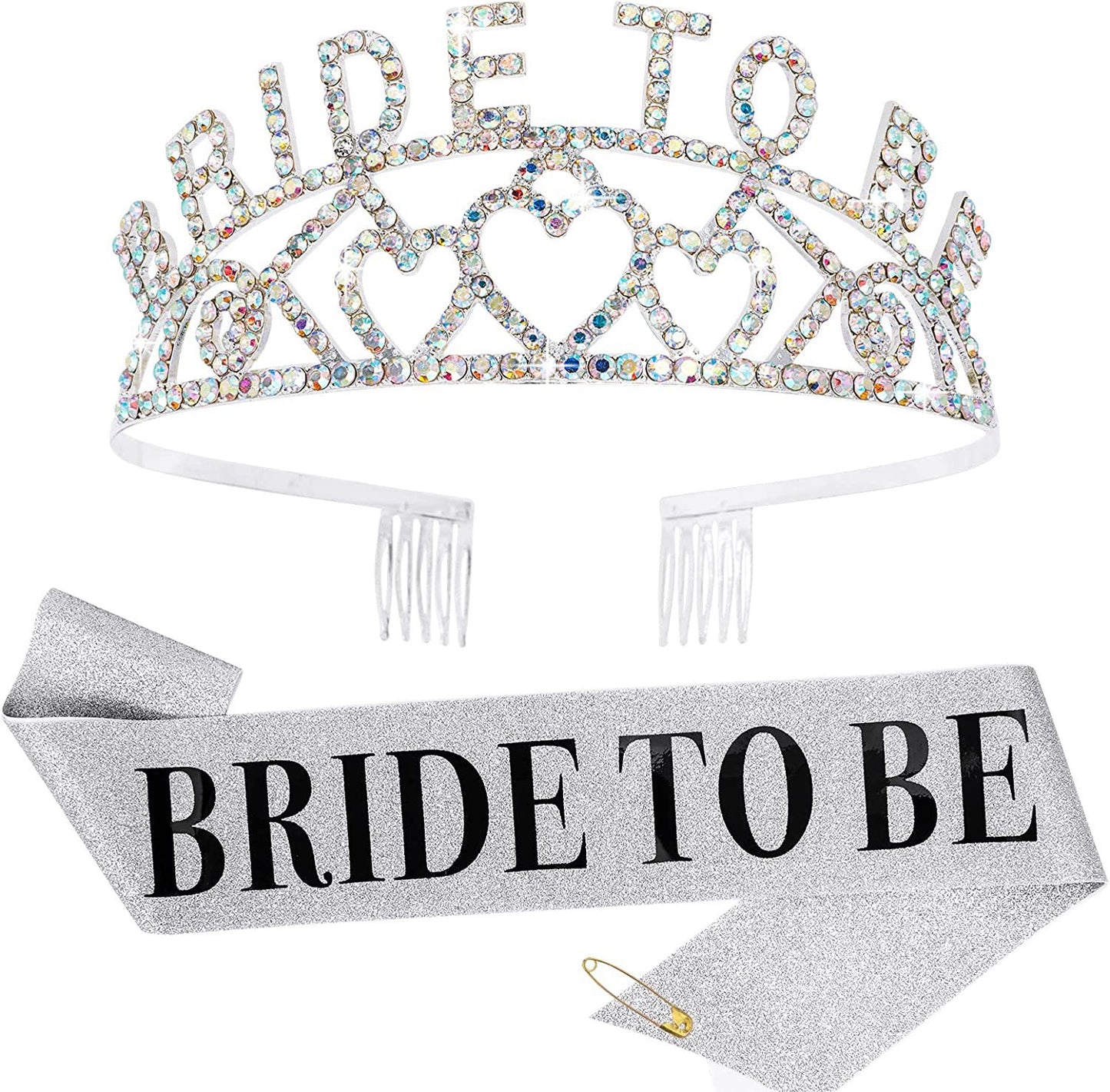 Damen Glitzernde Tiara mit Herzmotiven Brehn