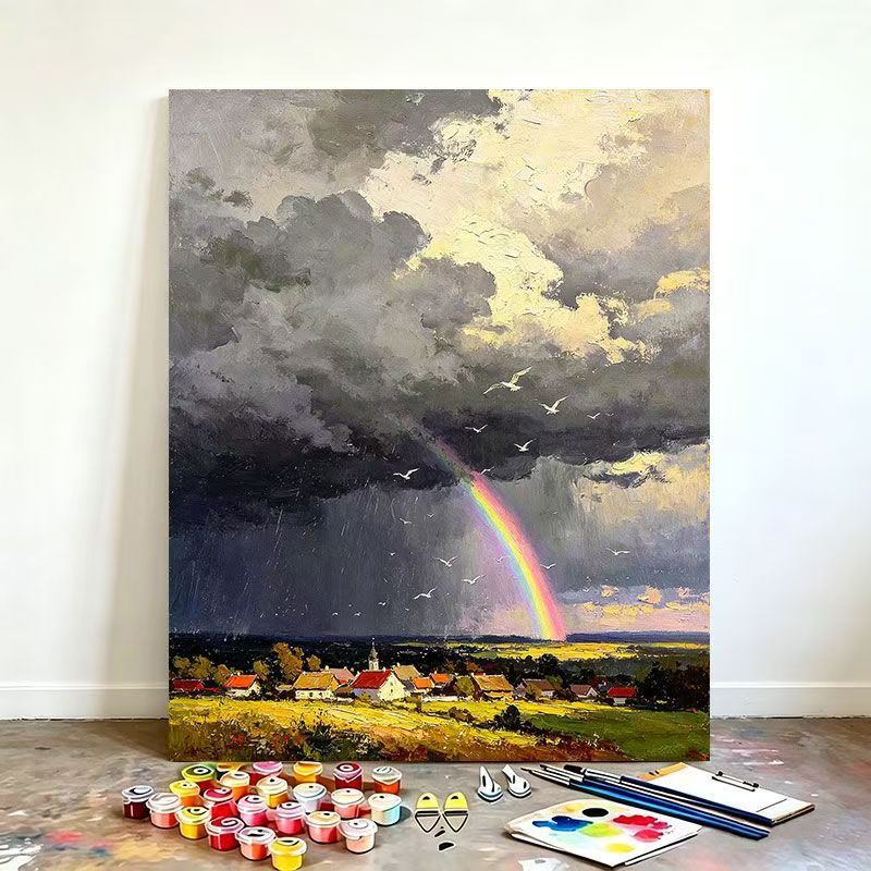 Szenisches Regenbogenlandschaft Malen nach Zahlen Set Brehn