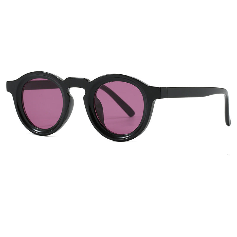 Damen modische runde Sonnenbrille mit transparentem Rahmen und UV-Schutz Brehn