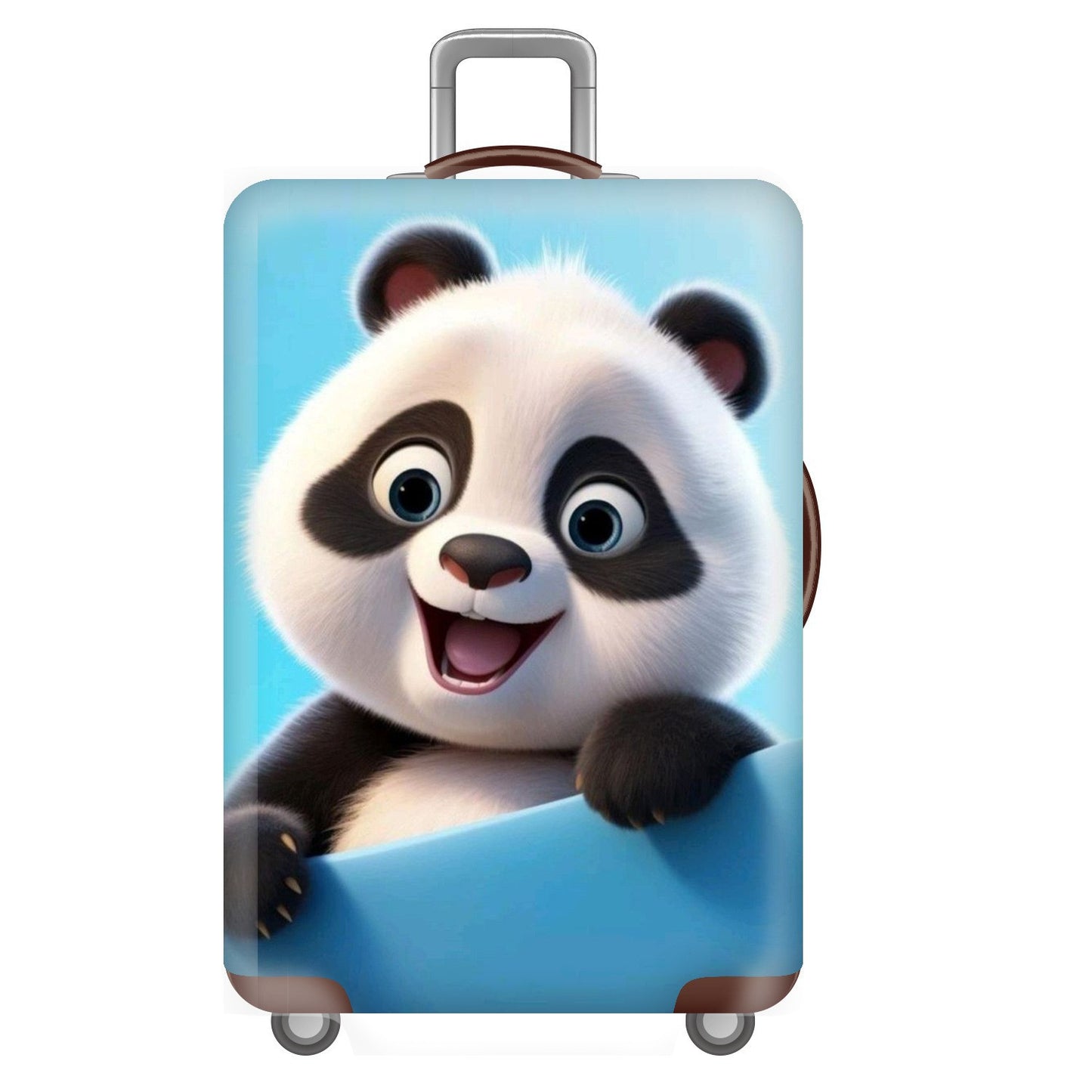 Unisex nan elastische Kofferhülle für Hartschalen-Trolley mit niedlichem Panda-Motiv, dehnbarer Schutzüberzug mit Griff‑ und Rollenöffnungen Brehn