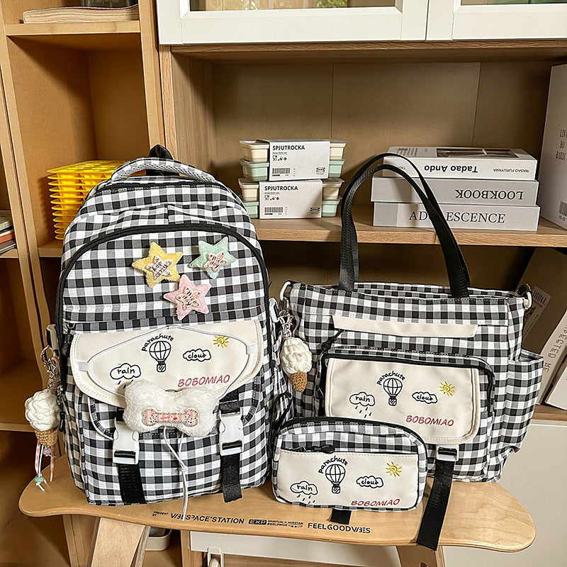 Stylischer Gingham-Karo-Muster-Rucksack
