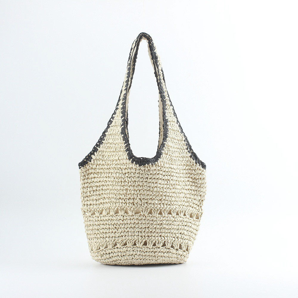 Strandschultertasche Aus Handgewebtem Bast mit Eleganter Spitze Brehn