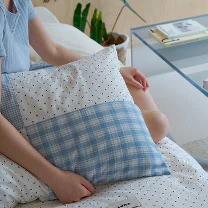 Umkehrbare gebürstete Baumwolle Gingham & Punkt Bettbezug Set