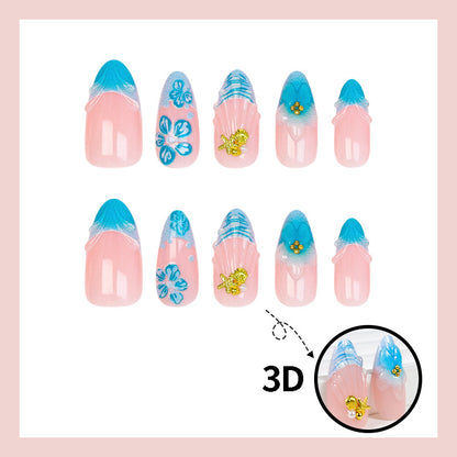Kunstnägel Set mit eleganten floralen Akzenten Brehn
