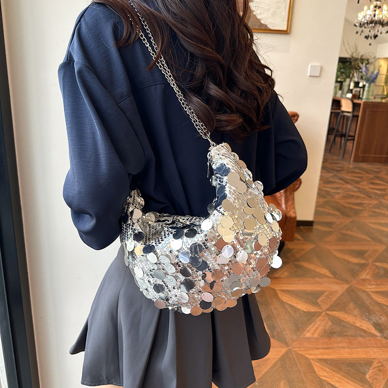 Funkelnde Paillette Hobo-Handtasche