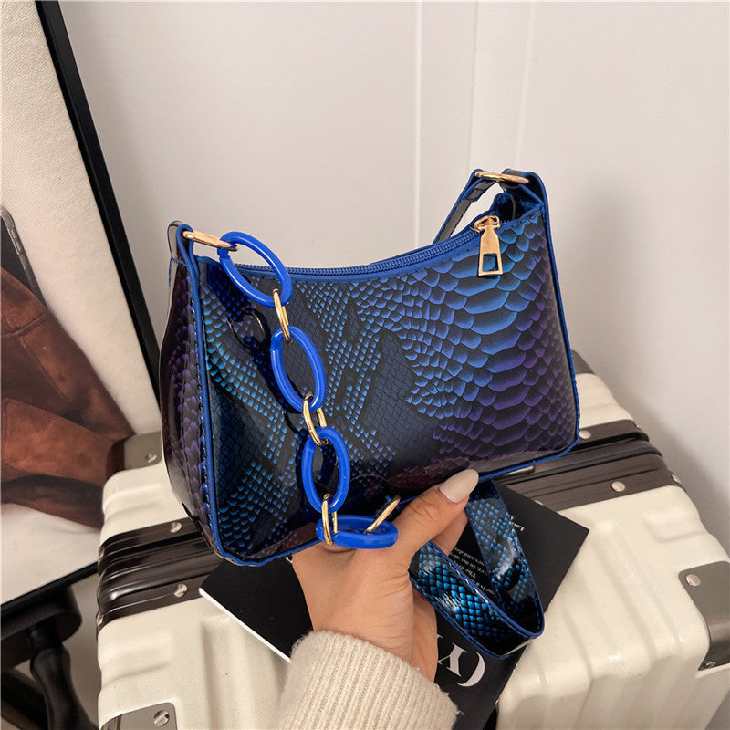 Stylische Texturierte Schlangenleder Effekt Handtasche Brehn