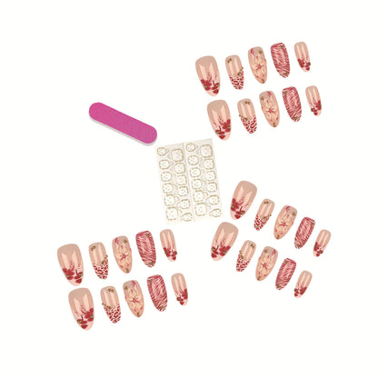 Künstlerisches Floral-Nageldesign Press-On-Set