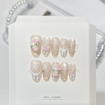 Glitzerndes Press-On Nagelkunst-Set mit Schneeflocken-Design Brehn