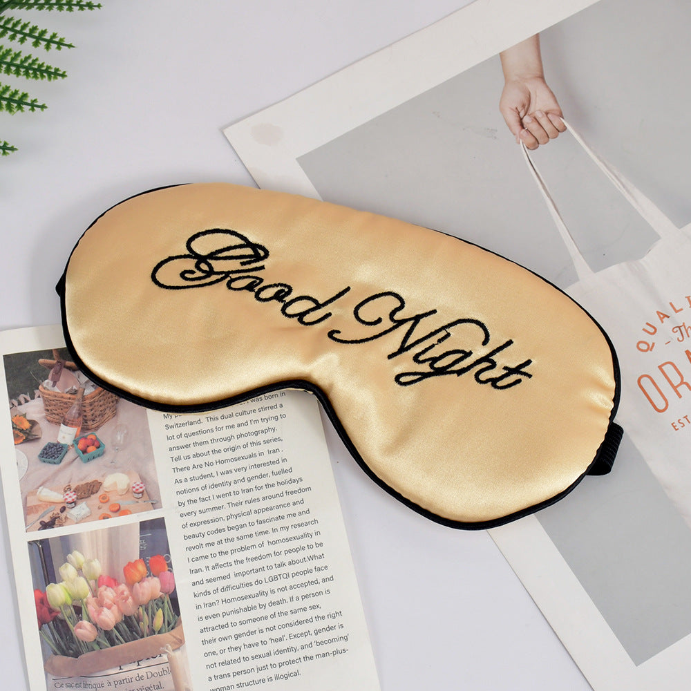 Unisex nan gestickte konturierte Schlafmaske mit dekorativer Schrift-Stickerei und verstellbarem Elastikband Brehn