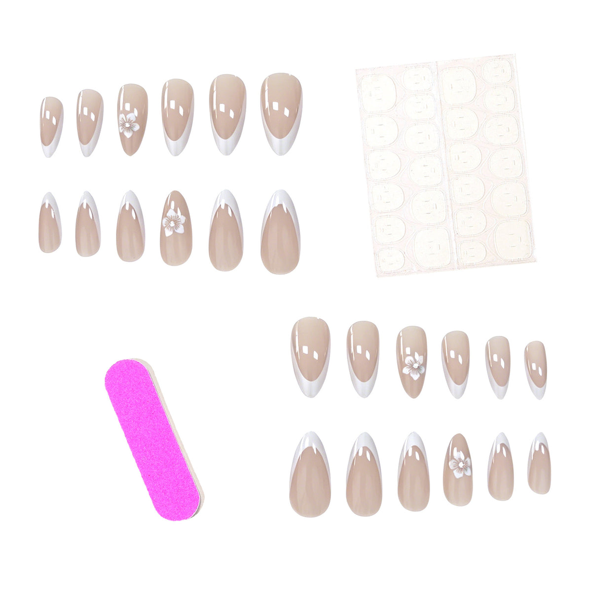 Elegante florale französische Spitzen-Acryl-Nagelverzierungen Brehn
