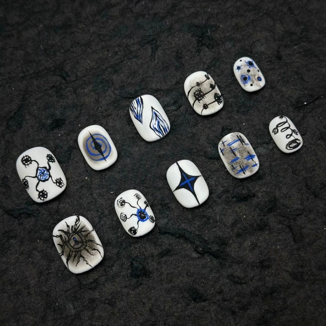 Künstlerisches katzenmotiviertes Press-On-Nagelkunstset Brehn