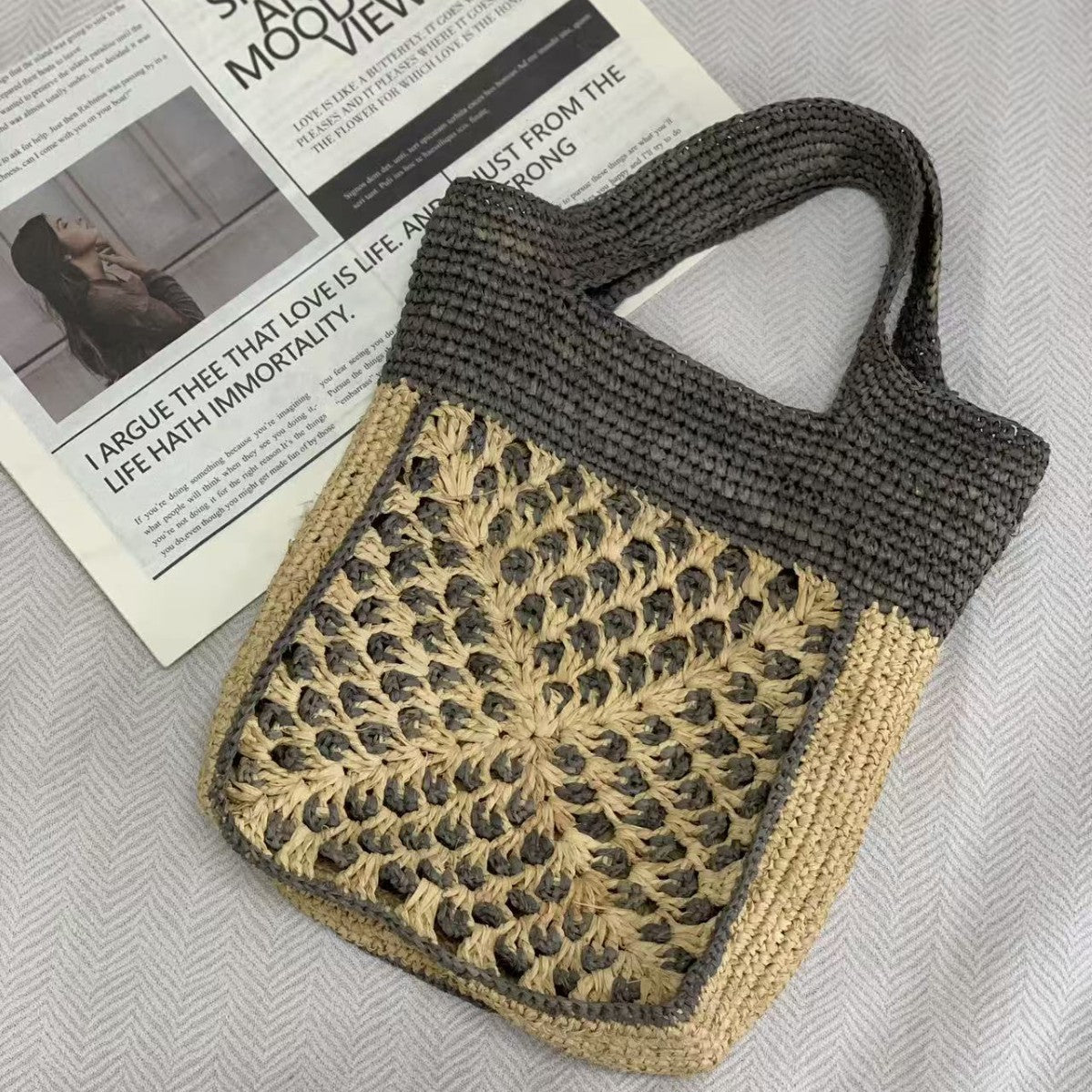 Handgefertigte Korbtasche mit Traditionellem Flechtmuster Brehn