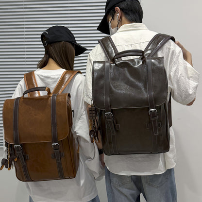 Stylischer Leder Laptop Rucksack