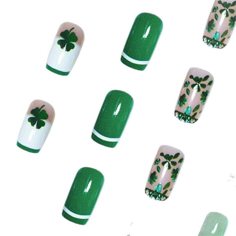Künstlerisches Kleeblatt-Themen Press-On Nagelset Brehn