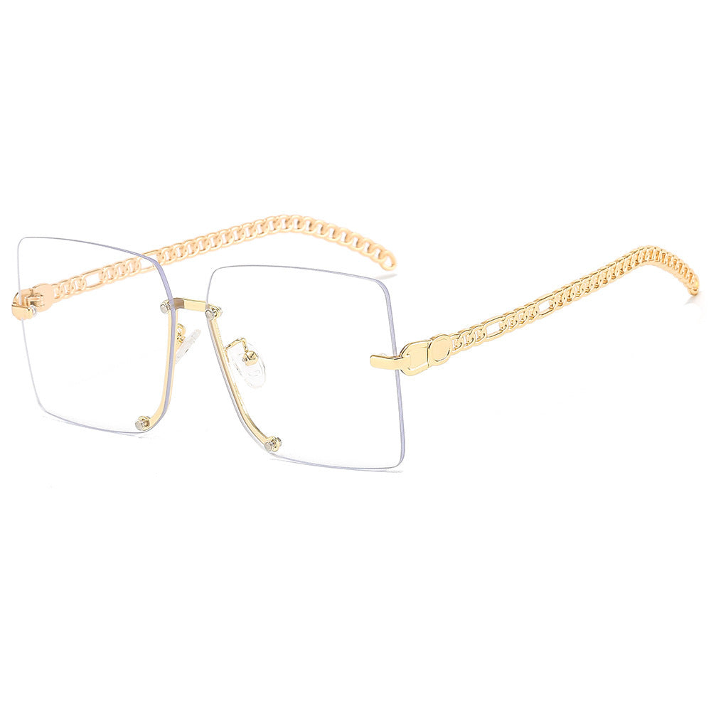 Damen modische Sonnenbrille mit luxuriösem Kettenarm und rechteckigem Rahmen Brehn