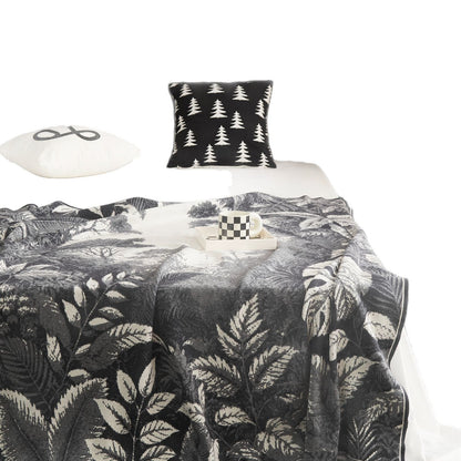 Luxuriöse Jacquard Baumwoll-Wurfdecke mit botanischem Muster