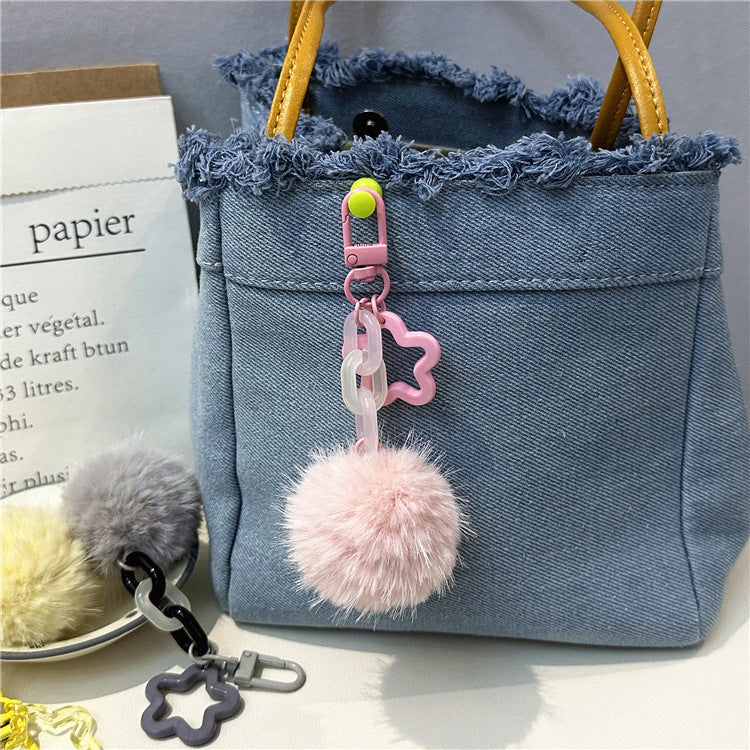 Niedlicher Flauschiger Pom-Pom Schlüsselanhänger Brehn