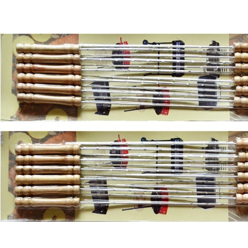 Edelstahl BBQ Spießset mit Doppelspitzenklingen und ergonomischen Holzgriffen Brehn