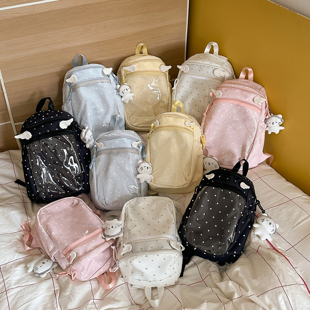 Transparenter Punktmuster-Rucksack Brehn