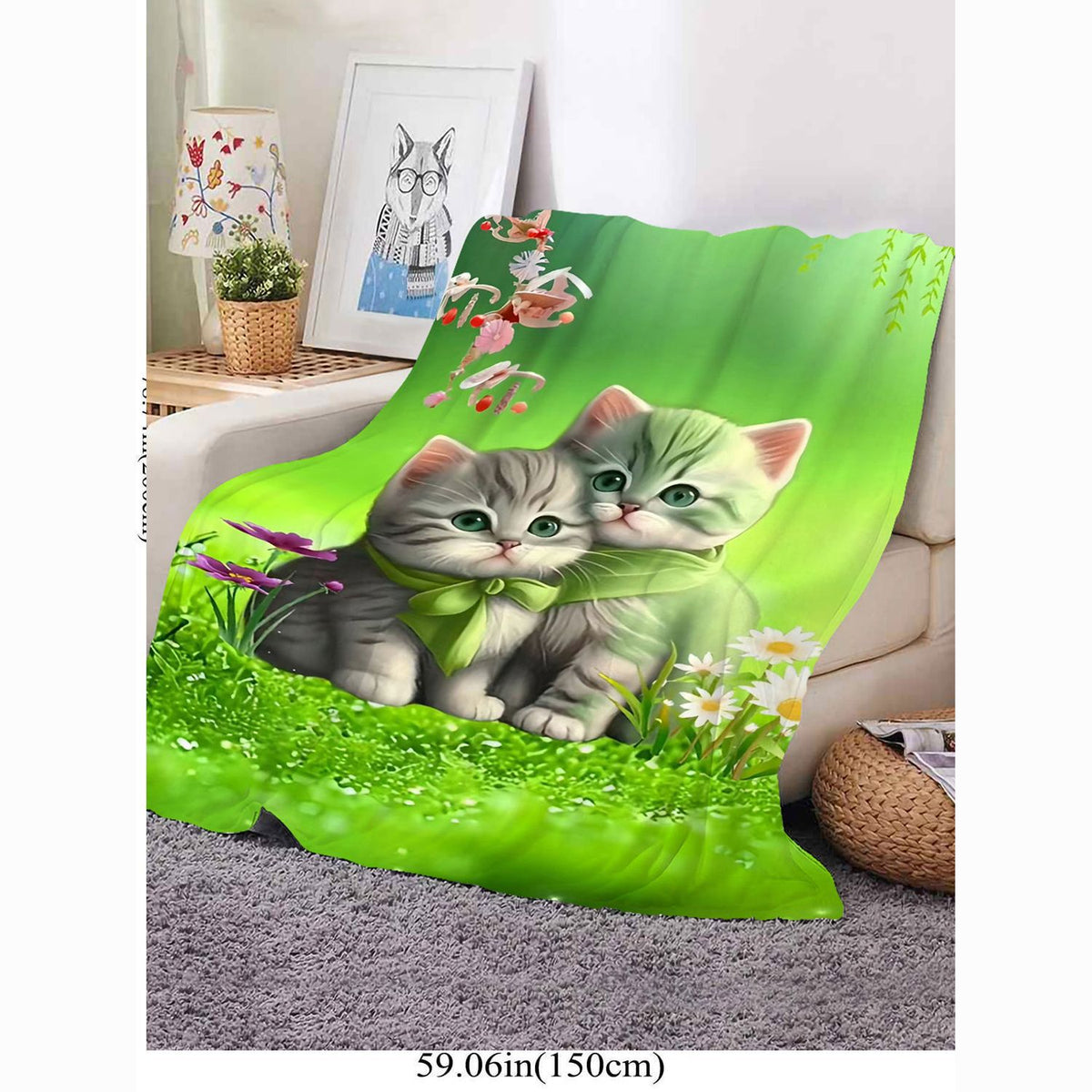 Niedliches Katzen-Themen Weiches Plüsch-Wurfdecke