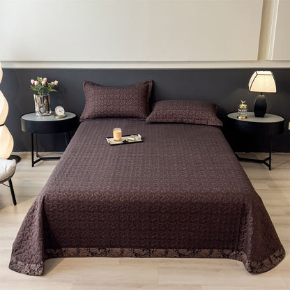 Gestepptes Bettwäsche- und Kissenbezug-Set mit Wellenstich und leichtem Mikrofasermaterial