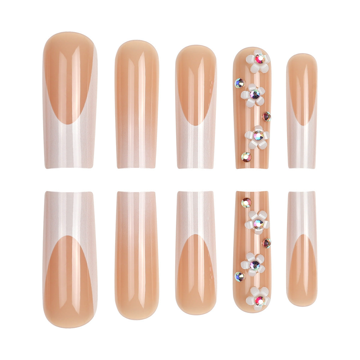 Blumenverzierte Stiletto Press-On Nägel Brehn