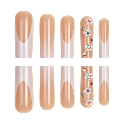 Blumenverzierte Stiletto Press-On Nägel Brehn