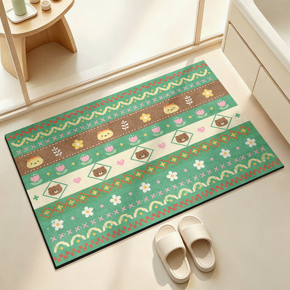 Weicher floral gemusterter Badezimmerteppich