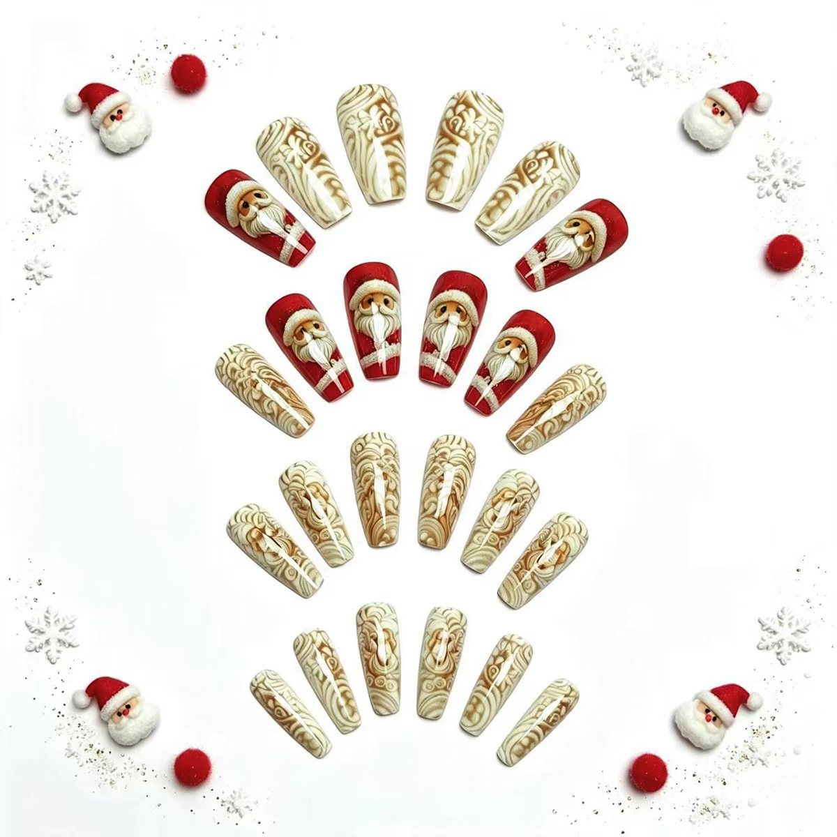Weihnachtskunstnägel mit Festlichem Santa-Motiv Brehn