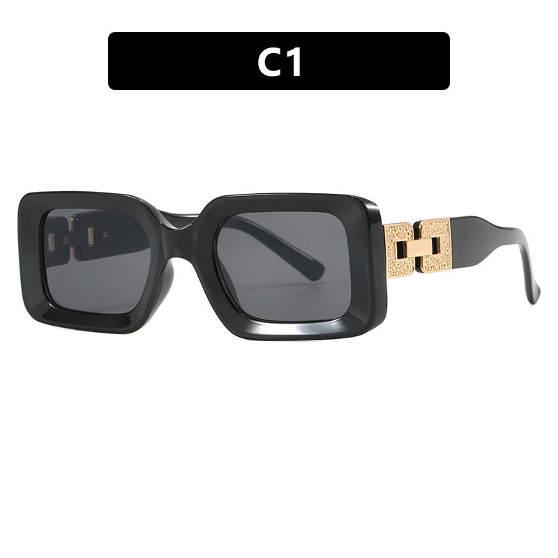 Damen modische Sonnenbrille im eleganten quadratischen Design mit luxuriösen goldenen Akzenten Brehn
