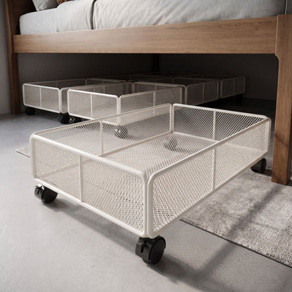 Niedrigprofil rechteckiger Metallgitter-Unterbett-Aufbewahrungskorb mit verstärktem Gitter und Stapel-Design