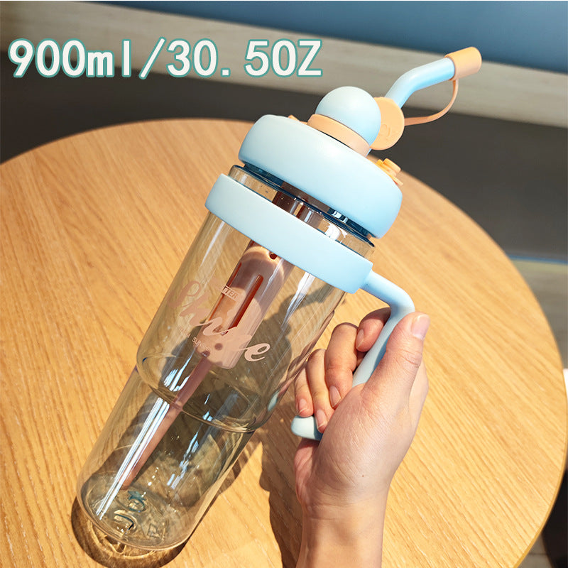 Damen praktische Trinkflasche mit integriertem Strohhalm Brehn