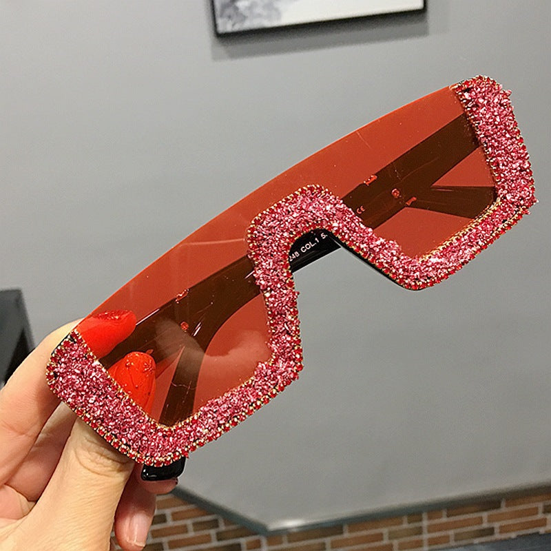 Damen elegante Glitzer-Sonnenbrille mit markantem Rahmen Brehn