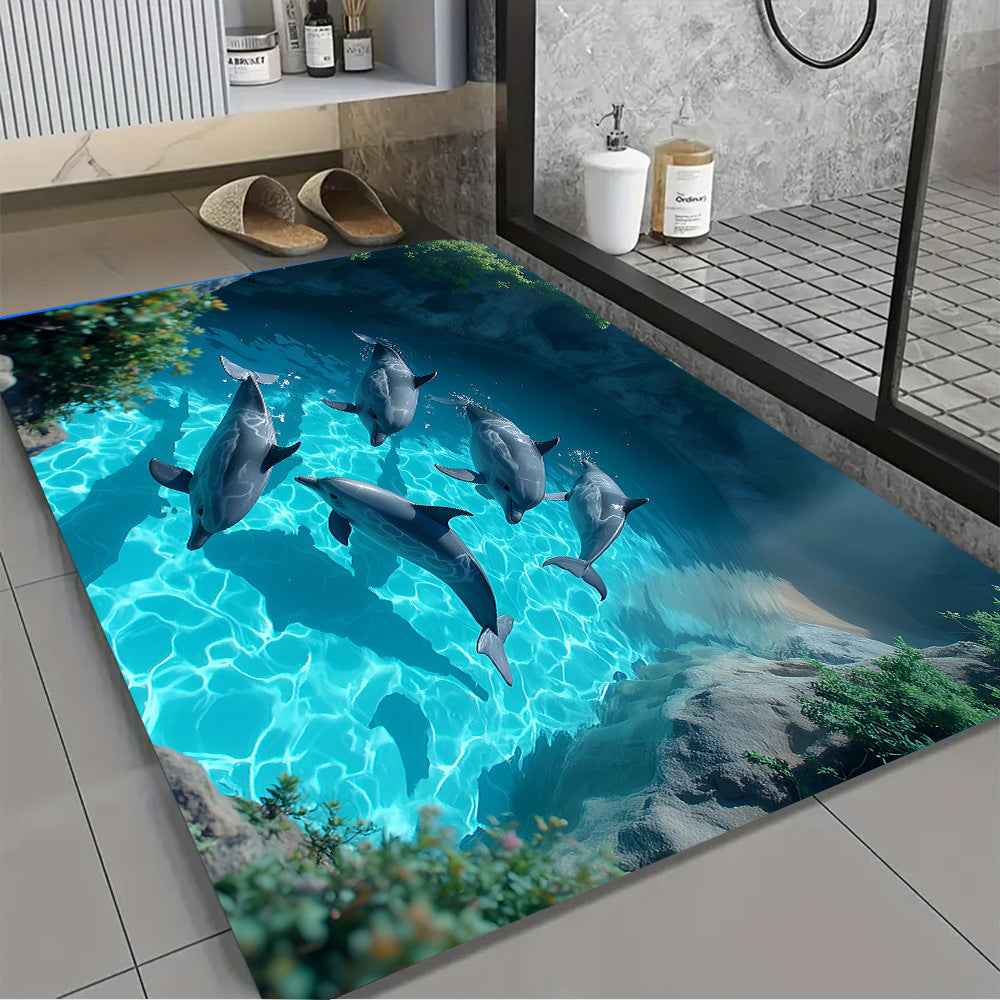 Künstlerisches Delfin Design Badmatte Brehn