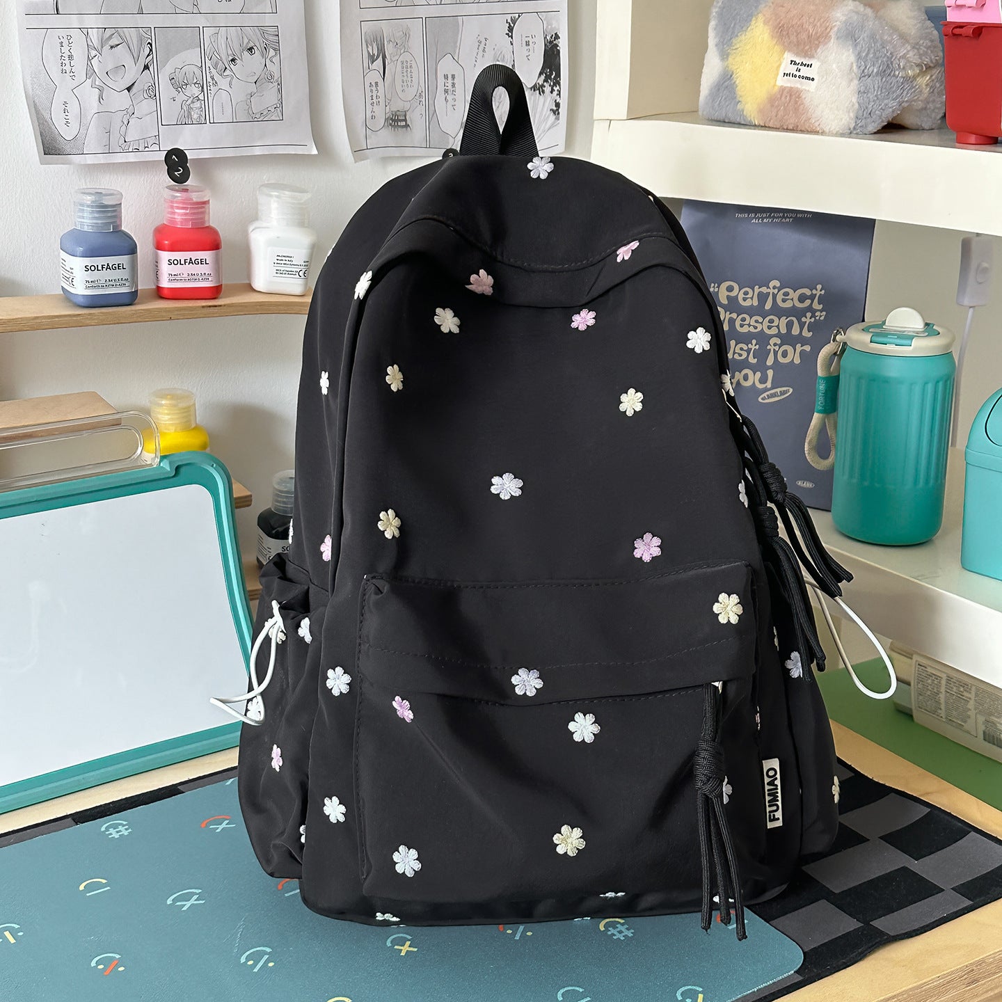Bestickter Blumenmuster-Rucksack Brehn
