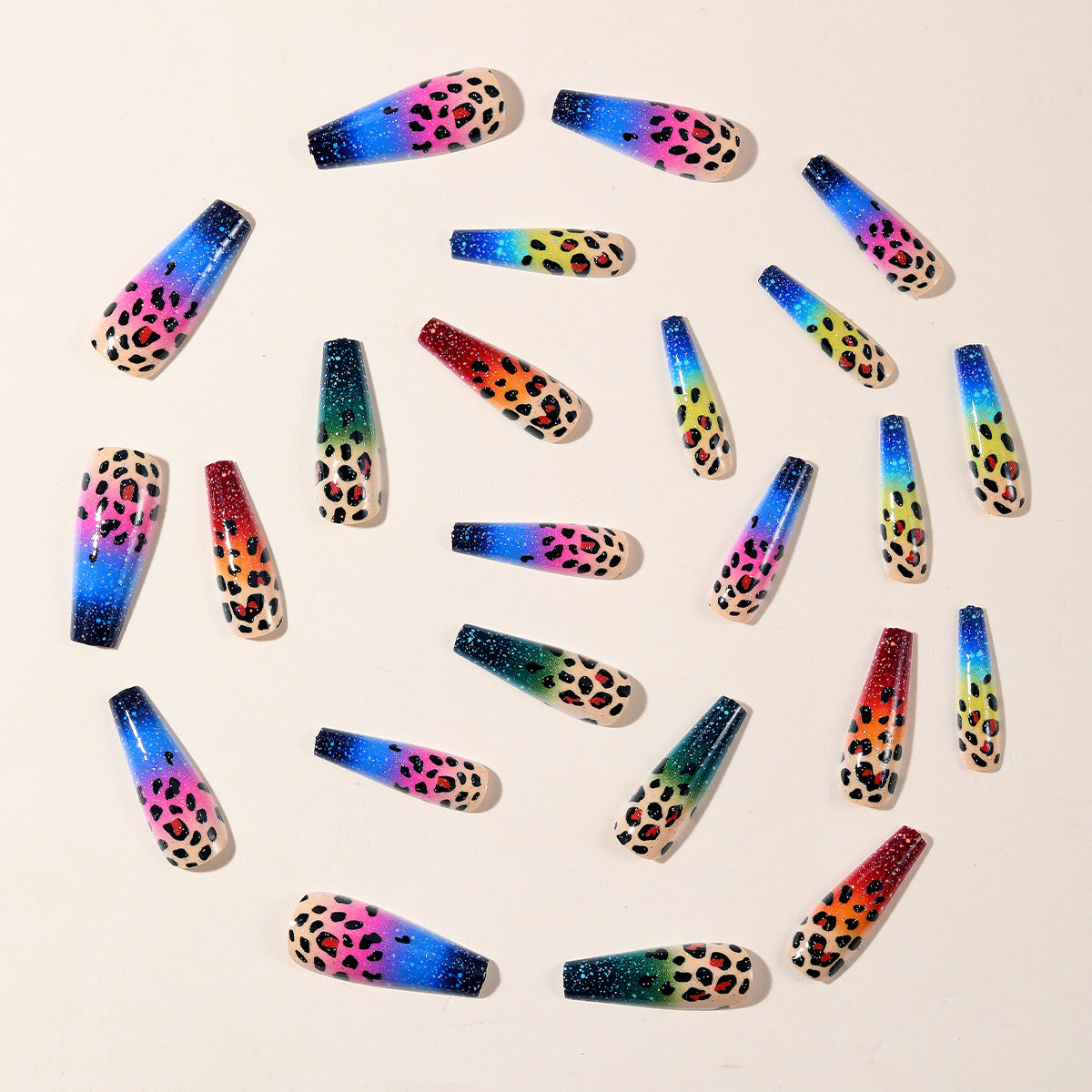 Ombre Leopard Print Nagelkunst Extensions Brehn
