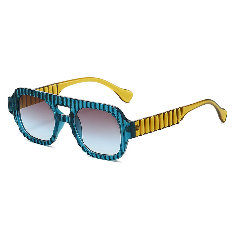 Damen modische Sonnenbrille im futuristischen Design mit strukturiertem Rahmen Brehn
