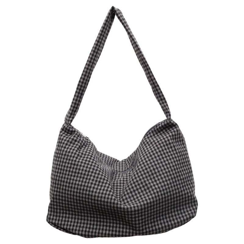 Gemütliche Gingham-Print Schultertasche