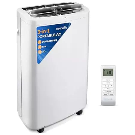 Unisex Einheitsgröße kompaktes belüftetes tragbares Klimagerät und Luftentfeuchter mit Flüster-leisem Ventilator Fernbedienung digitale Thermostat Rollen Brehn