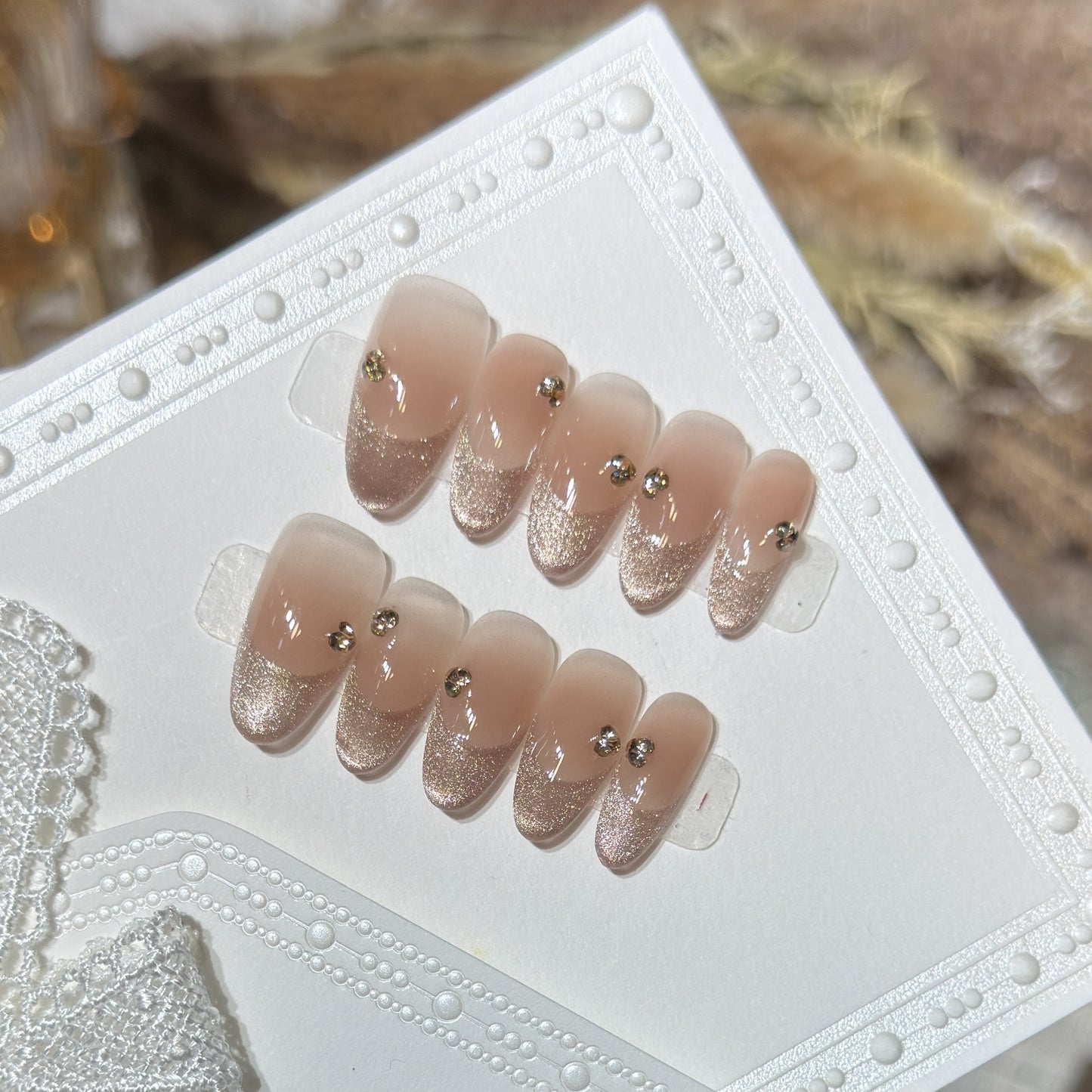 Eleganter Glitter-Akzent Press-On Nagel Set Brehn