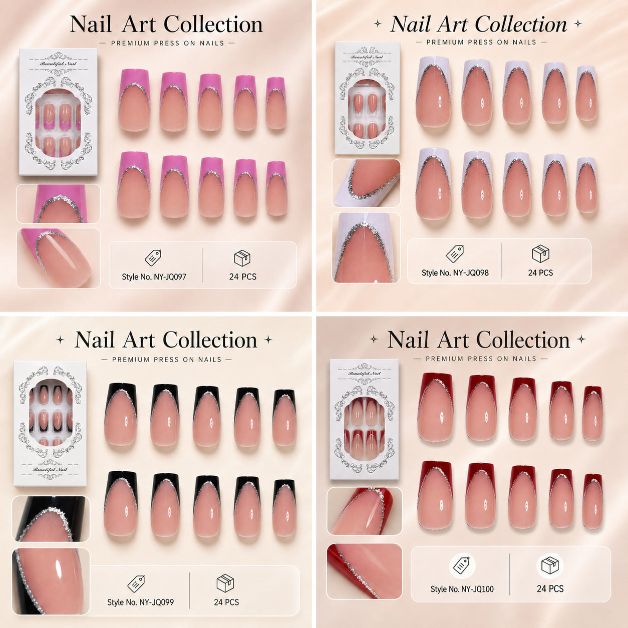 Premium Kunstnagel Set mit eleganter Verzierung Brehn