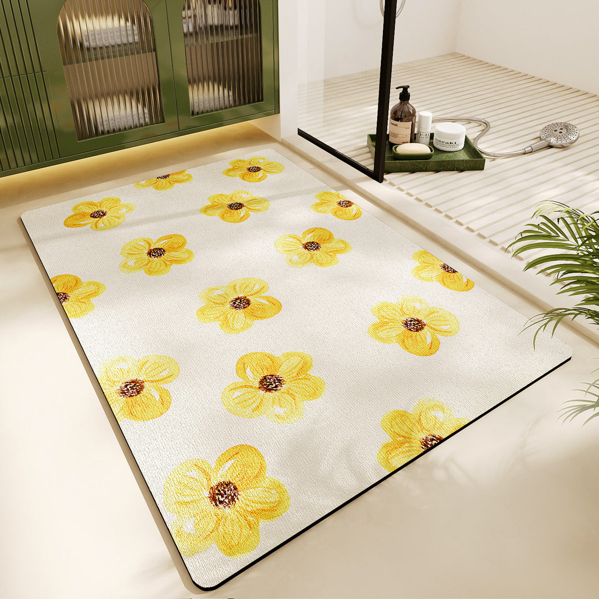 Florales Design-Badeteppich