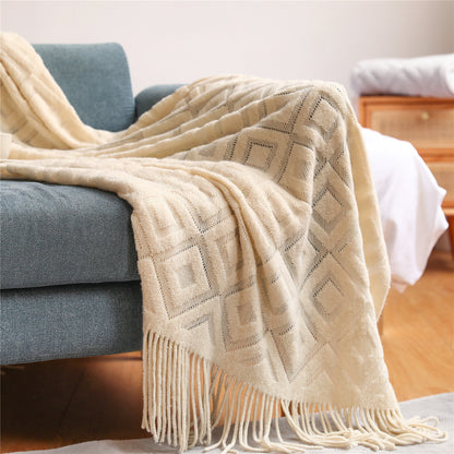 Gemütliche Strickwurfdecke