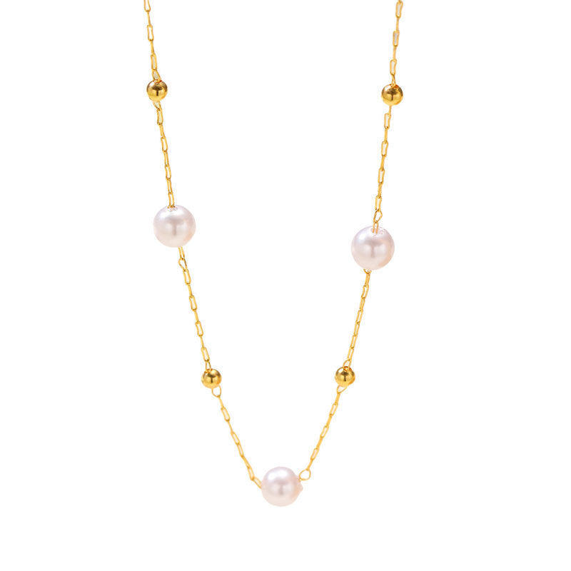 Elegante Perlen- und Goldkette Brehn