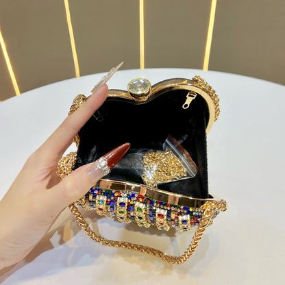 Rhinestone-besetzte Herz-Clutch