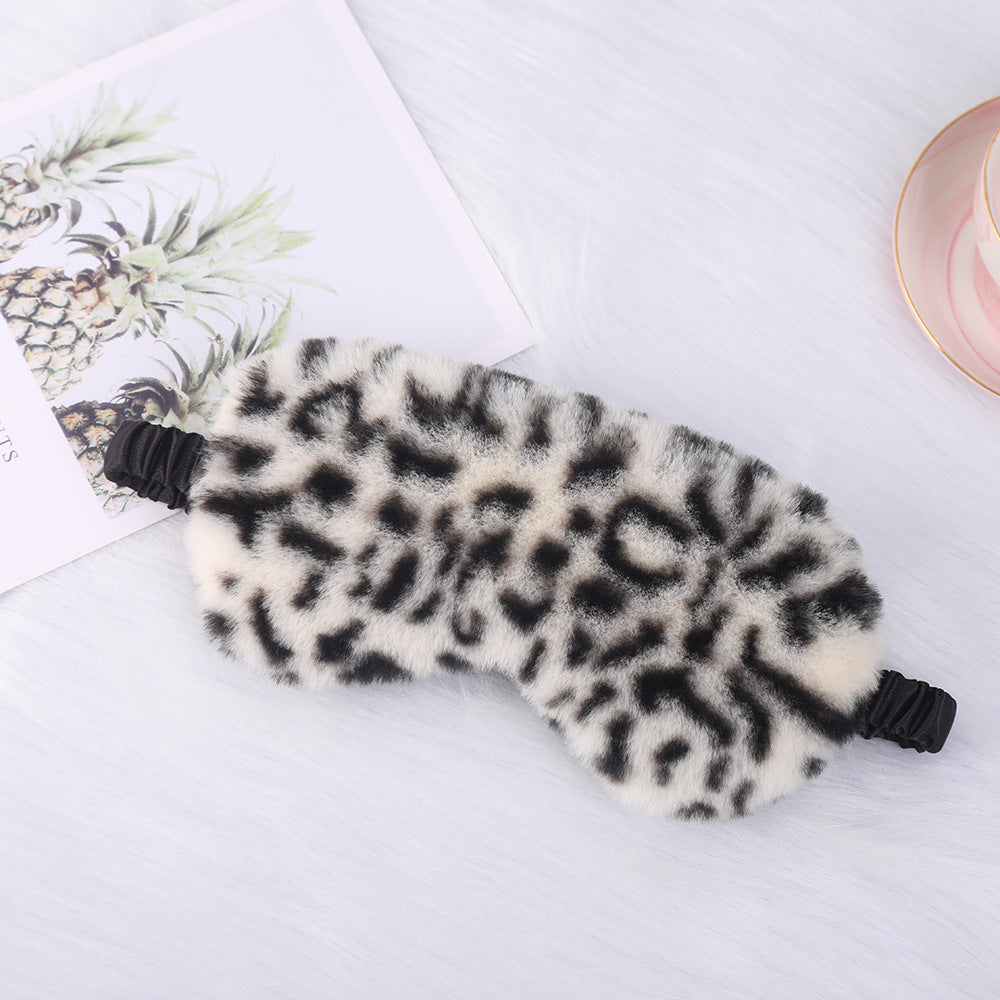 Damen nan luxuriöse Kunstfell Schlafmaske mit Leopardenmuster, extra weicher Polsterung und elastischem Komfortband Brehn